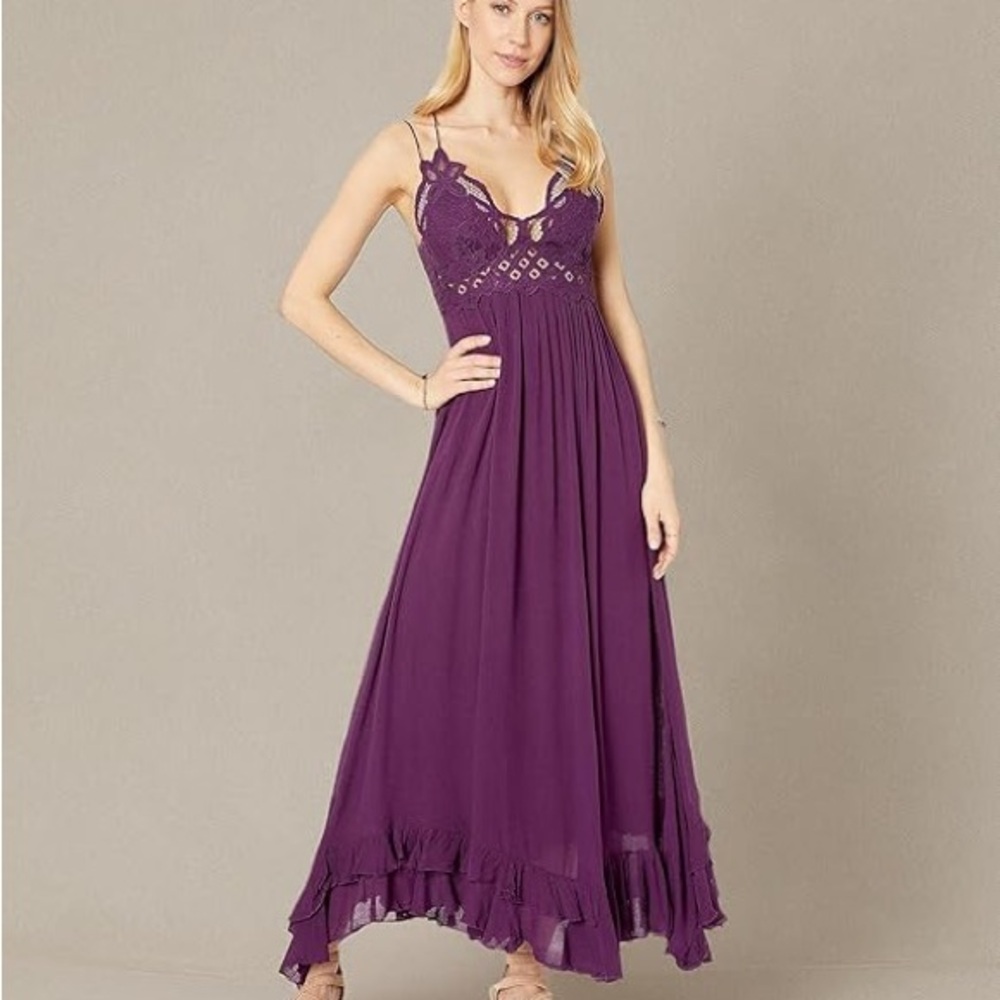 Free People Deep Purple Lace Maxi Dress